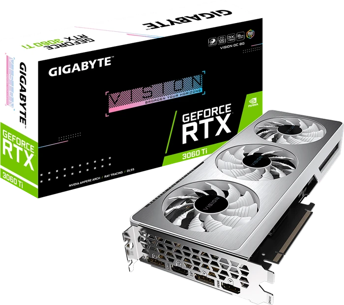 GIGABYTE GeForce RTX 3060 Ti Vision OC 8G (Rev. 2.0) (LHR), 8GB GDDR6, 2x HDMI, 2x DP