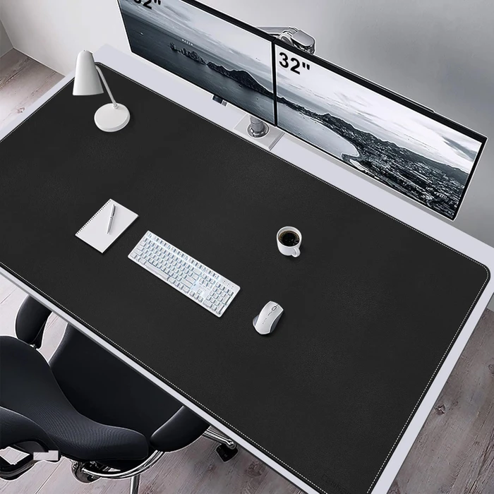 Cennbie Schreibtischunterlage Leder, Mauspad 4XL, 1600x800mm, schwarz