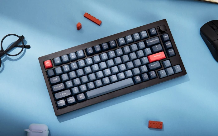 Keychron V1 Max, Carbon Black, LEDs RGB, hot-swap, Gateron Jupiter BANANA, USB/Bluetooth, DE