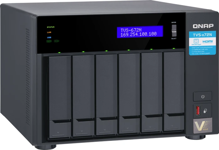 QNAP TVS-672N-i3-4G 5TB, 4GB RAM, 1x RJ-45 5GBase-T, 2x RJ-45 1000Base-T