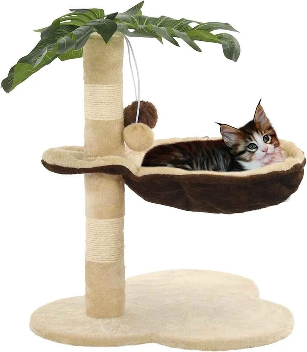 vidaXL Katzen-Kratzbaum mit Sisal-Kratzstange, 50cm, beige/braun