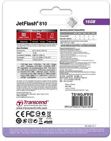 Transcend JetFlash 810 16GB, USB-A, USB 3.2 Gen 1×1