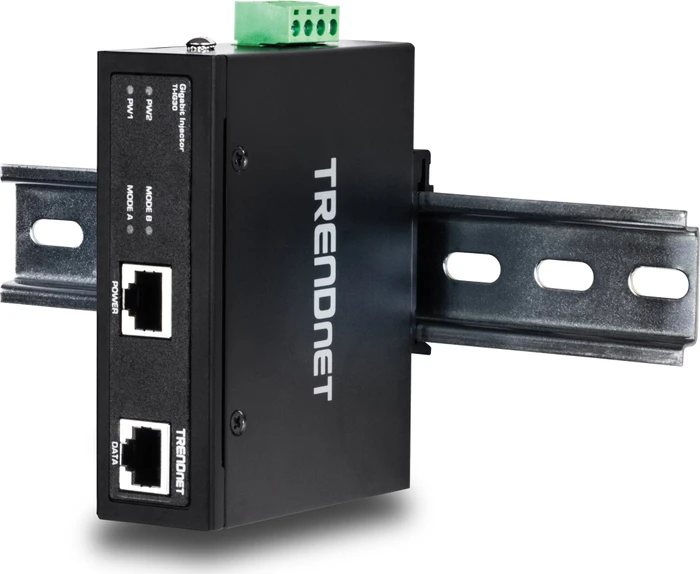 TRENDnet Industrial Railmount Gigabit PoE-Injektor, 2x RJ-45, 30W PoE+