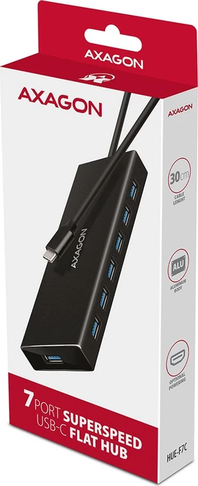 Axagon USB-Hub, 7x USB-A 3.0, USB-C 3.0 [Stecker]