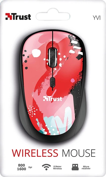 Trust Yvi Wireless Mouse Red Brush, USB