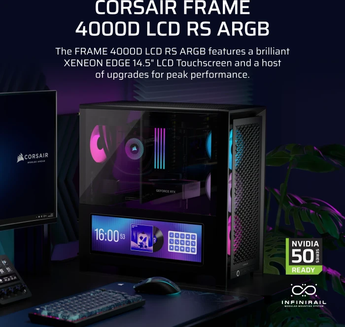 Corsair Frame 4000D LCD RS ARGB, schwarz, Glasfenster