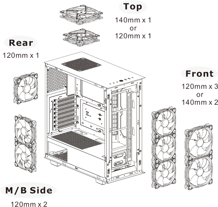 Thermaltake V350 TG ARGB Air, schwarz, Glasfenster