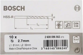 Bosch Professional HSS-R Spiralbohrer, 2.7x33x61mm, 10 Stück