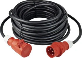 as-Schwabe Gummi CEE Verlängerungskabel 400V 32A IP44 H07RN-F 5G6 mit Phasenwendestecker, schwarz, 50m
