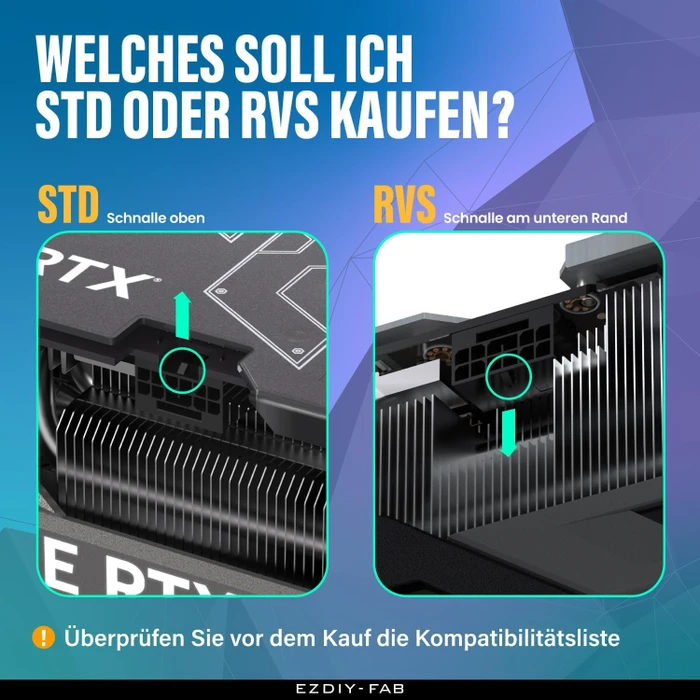 EZDIY-FAB 12VHPWR Winkeladapter 180°, Variante STD, Sense-Pins an der Oberseite, weiß