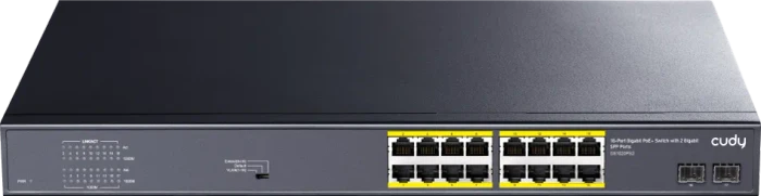 Cudy GS100 Series Rackmount Gigabit Switch, 16x RJ-45, 2x SFP, 200W PoE+