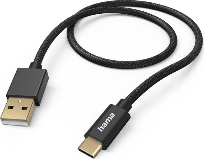 Hama Ladekabel Fabric USB-A/USB-C 1.5m Nylon schwarz
