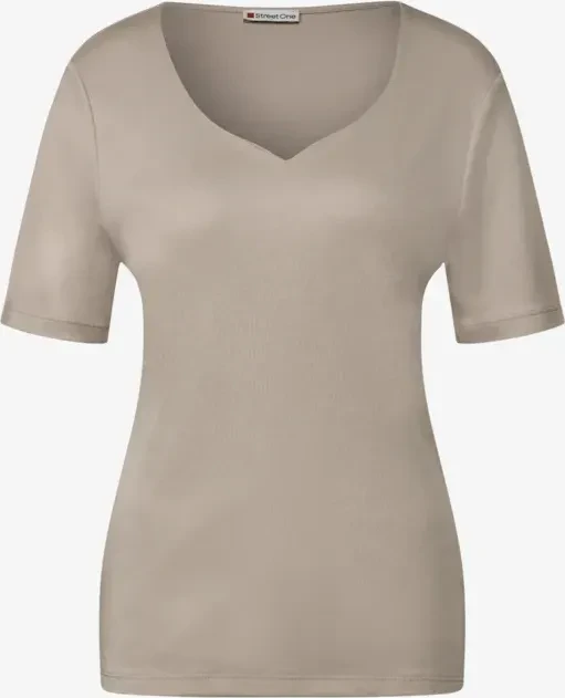 Street One Herzausschnitt T-Shirt kurzarm morning beige (Damen)