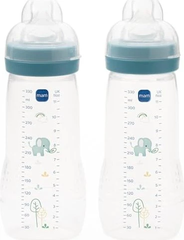 MAM Baby Bottle Trinkflasche Silikon, 6+M, 330ml (verschiedene Farben)