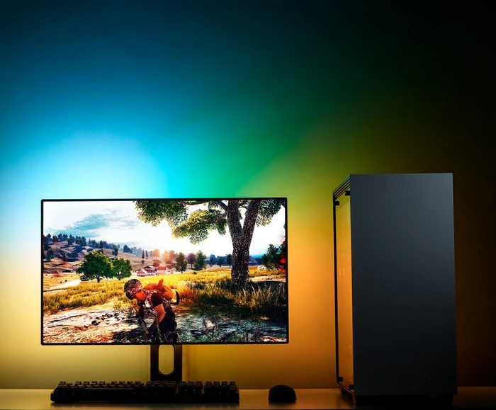 NZXT HUE 2 Ambient V2 RGB Lightning Kit, LED Controller für 21"-25", 34"-35" Ultrawide Monitore, schwarz, RGB-Beleuchtungsset