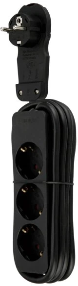 REV Ritter Steckdosenleiste mit REV-Flachstecker, 3-fach, 2m, schwarz
