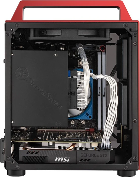 Jonsbo T8, rot, Glasfenster, Mini-ITX