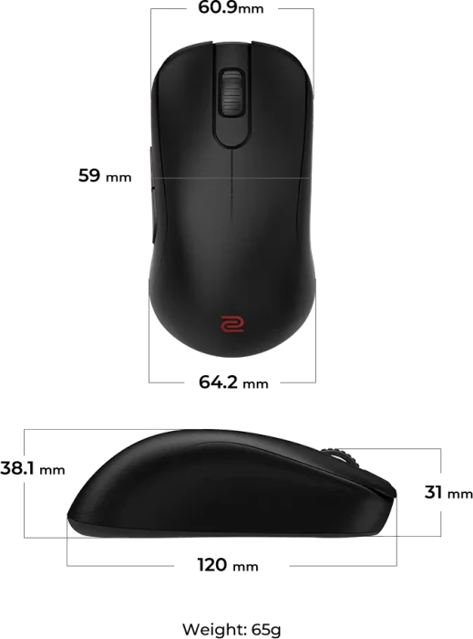 BenQ Zowie S2-DW 4K Wireless mit Ladestation, schwarz, USB