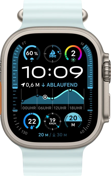 Apple Ocean Armband Verlängerung für Apple Watch Ultra 49mm kristallblau/titan natur
