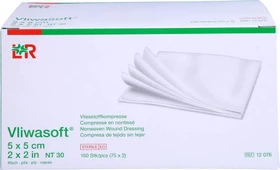 Lohmann & Rauscher Vliwasoft Vlieskompressen 4-lagig steril, 5 x 5cm, 150 Stück (75x 2 Stück)