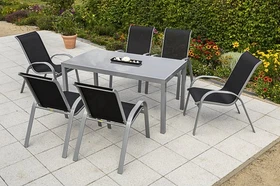 Merxx Amalfi Gartenmöbel-Set schwarz, 7-tlg.