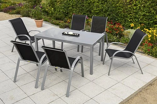 Merxx Amalfi Gartenmöbel-Set schwarz, 7-tlg.