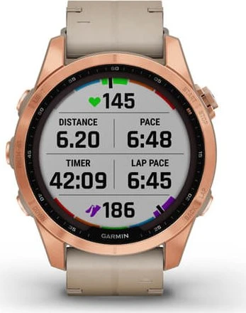Garmin Fenix 7S Sapphire Solar rose gold titanium/limestone