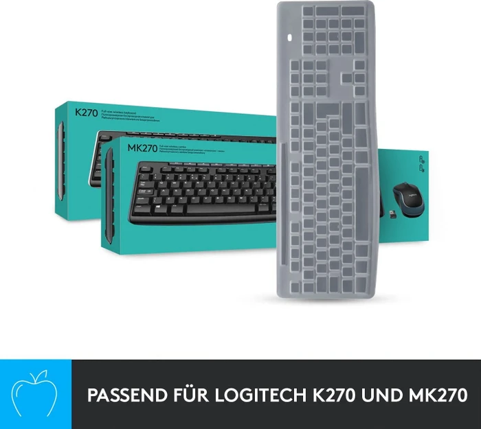 Logitech Protective Cover für Logitech K270, Logitech MK270 Desktop, Layouts: ISO-DE, Tastaturabdeckung, transparent