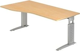 Hammerbacher Ergonomic Plus U-Serie US18/3/W Schreibtisch 180x100cm Ahorn/weiß