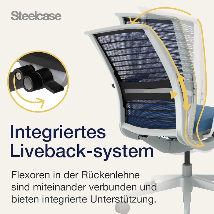 Steelcase Think Bürostuhl mit Armlehnen, royalblau/kobaltblau