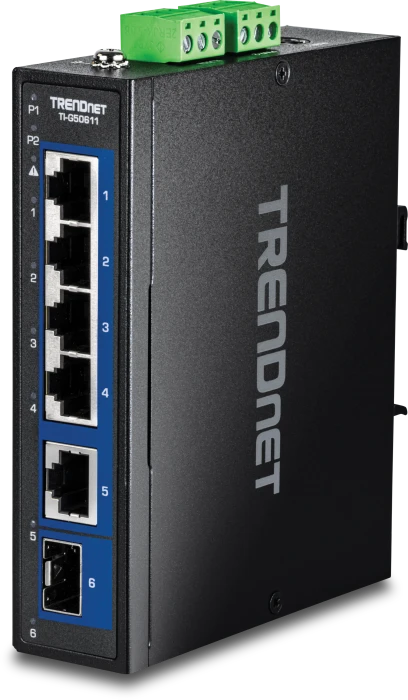 TRENDnet TI Hardened Industrial Railmount 2.5G Switch, 5x RJ-45, 1x SFP+