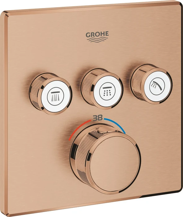 Grohe Grohtherm SmartControl Thermostat mit 3 Ventilen warm sunset gebürstet
