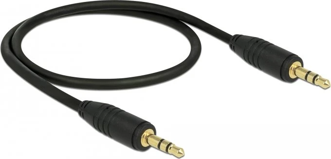 DeLOCK Klinkenkabel 3-Pin Stereo, 3.5mm Stecker auf 3.5mm Stecker, schwarz, 0.5m