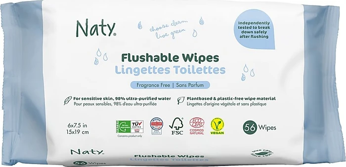 Naty Eco by Naty unparfümiert WC-freundliche Feuchttücher, 42 Stück
