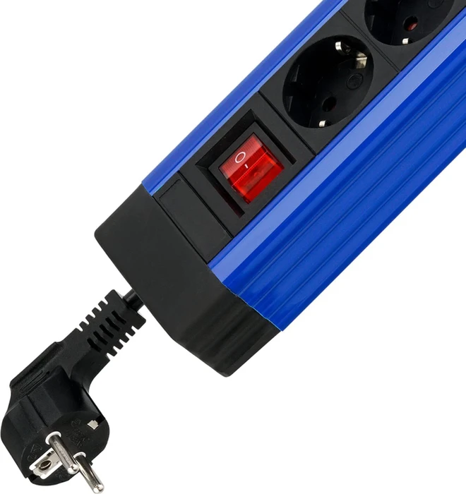 REV Ritter SupraLine mit Schalter, 6-fach, 2.4m, blau/schwarz