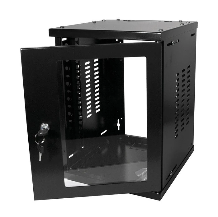 LogiLink 10" Wandgehäuse 8HE, montiert, Sicherheitsglastür, schwarz, 300mm tief