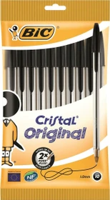 BIC Cristal Original medium Kugelschreiber schwarz/transparent, 10er-Pack