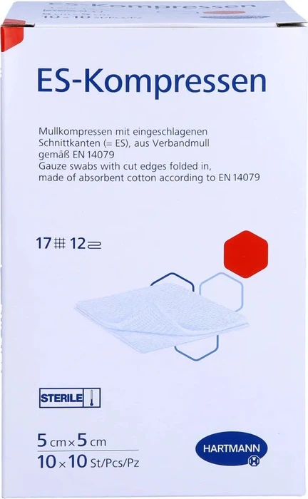 Hartmann ES-Kompressen steril 12-fach 17-fädig, 5 x 5cm, 100 Stück