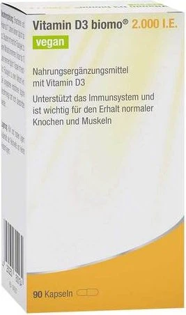 biomo pharma Vitamin D3 biomo 2.000 I.E. vegan Kapseln, 90 Stück