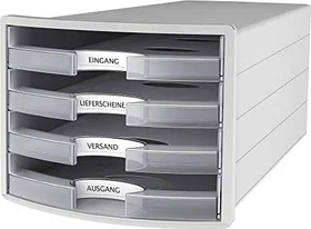 HAN Impuls Schubladenbox offen, 4 Schubladen, A4, transparent/transparent