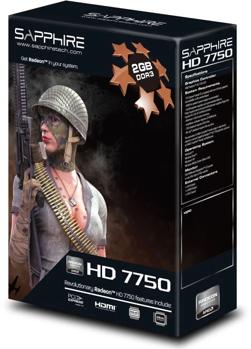Sapphire Radeon HD 7750, 2GB DDR3, VGA, DVI, HDMI, lite retail