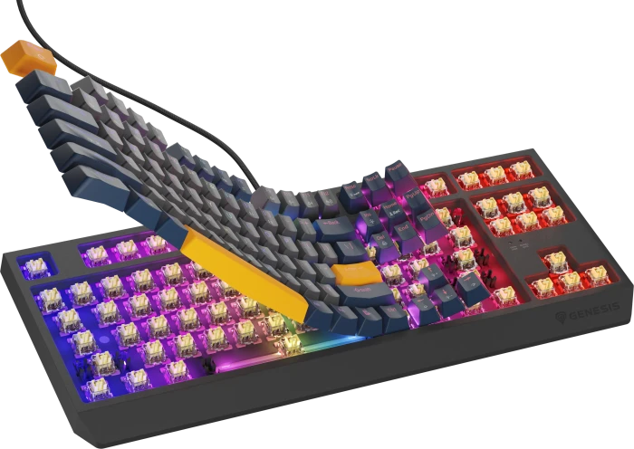 Genesis Thor 230 TKL, Naval Blue Negative, LEDs RGB, hot-swap, Outemu Panda, USB, US