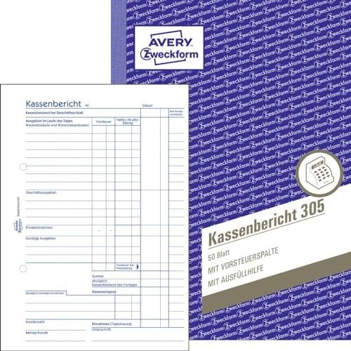 Avery-Zweckform Kassenbericht, A4, 50 Blatt