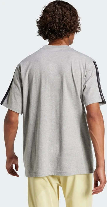 adidas Essentials 3-Streifen Single Jersey T-Shirt kurzarm medium grey heather/black (Herren)