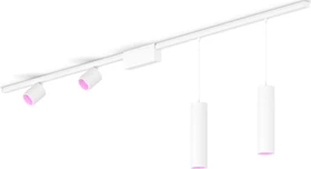 Philips Hue White and Color Ambiance Basis Perifo Schienensystem für die Decke gerade mit 2 Spots & 2 Pendelleuchten weiß