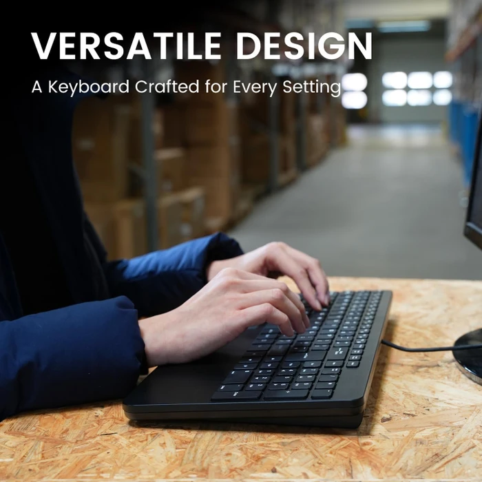 Perixx Periboard-534 Wired Compact Keyboard with Touchpad and USB Hubs, schwarz, USB, US