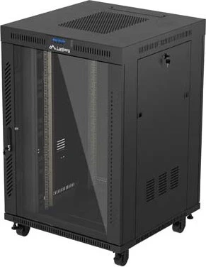 Lanberg 19" Rackschrank 22HE, LCD, freistehend, Flat Pack, V2, Glastür, IP20, RAL 9004, 800mm tief