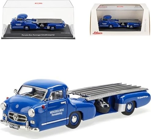 Schuco MB Renntransporter blau
