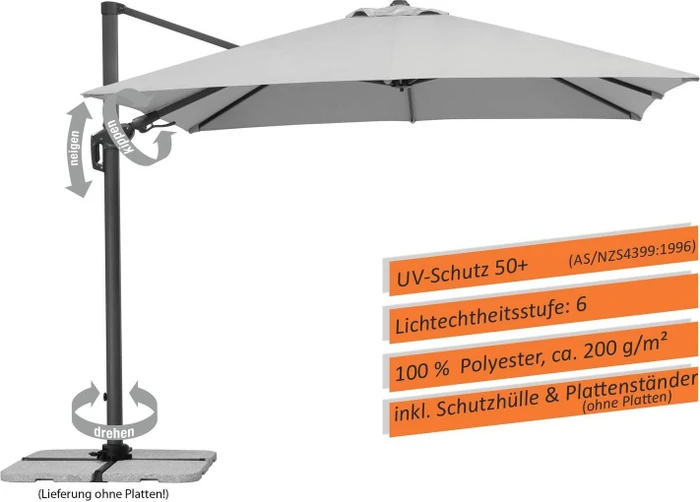 Schneider Rhodos Twist Sonnenschirm 300x300cm silbergrau
