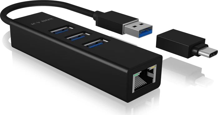 RaidSonic Icy Box IB-HUB1419-LAN Multiport-Adapter, RJ-45, USB-A 3.0 [Stecker]